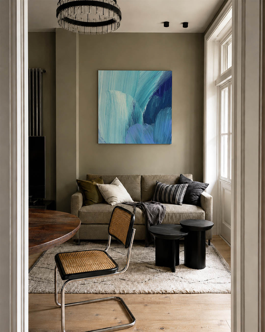 Dynamische blauwtinten Kunstwerk