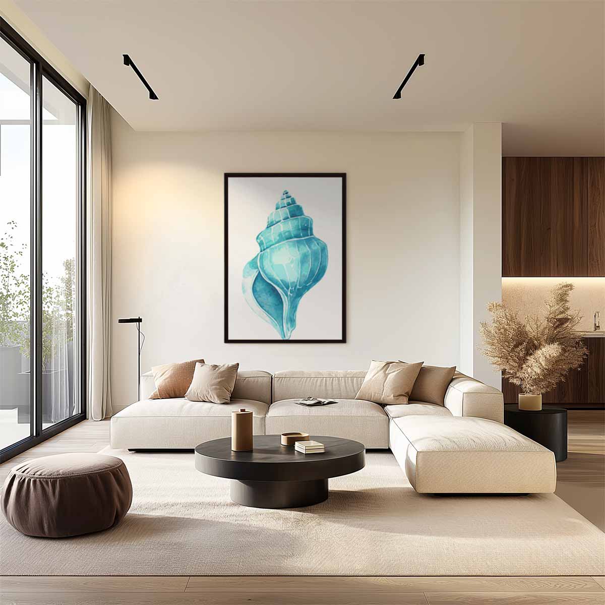 Turquoise Zeeschelp Kunstwerk Kunstwerk-canvas-dibond-plexiglas-wanddecoratie-WallArtistic