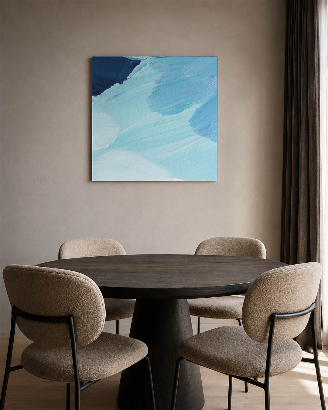 Dynamische blauwe vormen Kunstwerk