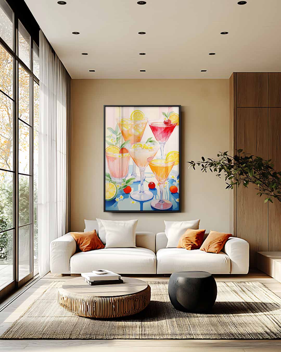 Fruitige Cocktail Illustratie Kunstwerk-canvas-dibond-plexiglas-wanddecoratie-WallArtistic