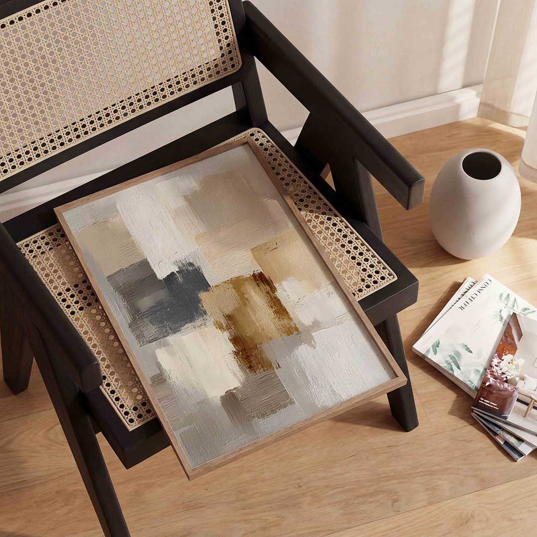 Abstracte beige en grijze vlakken Poster