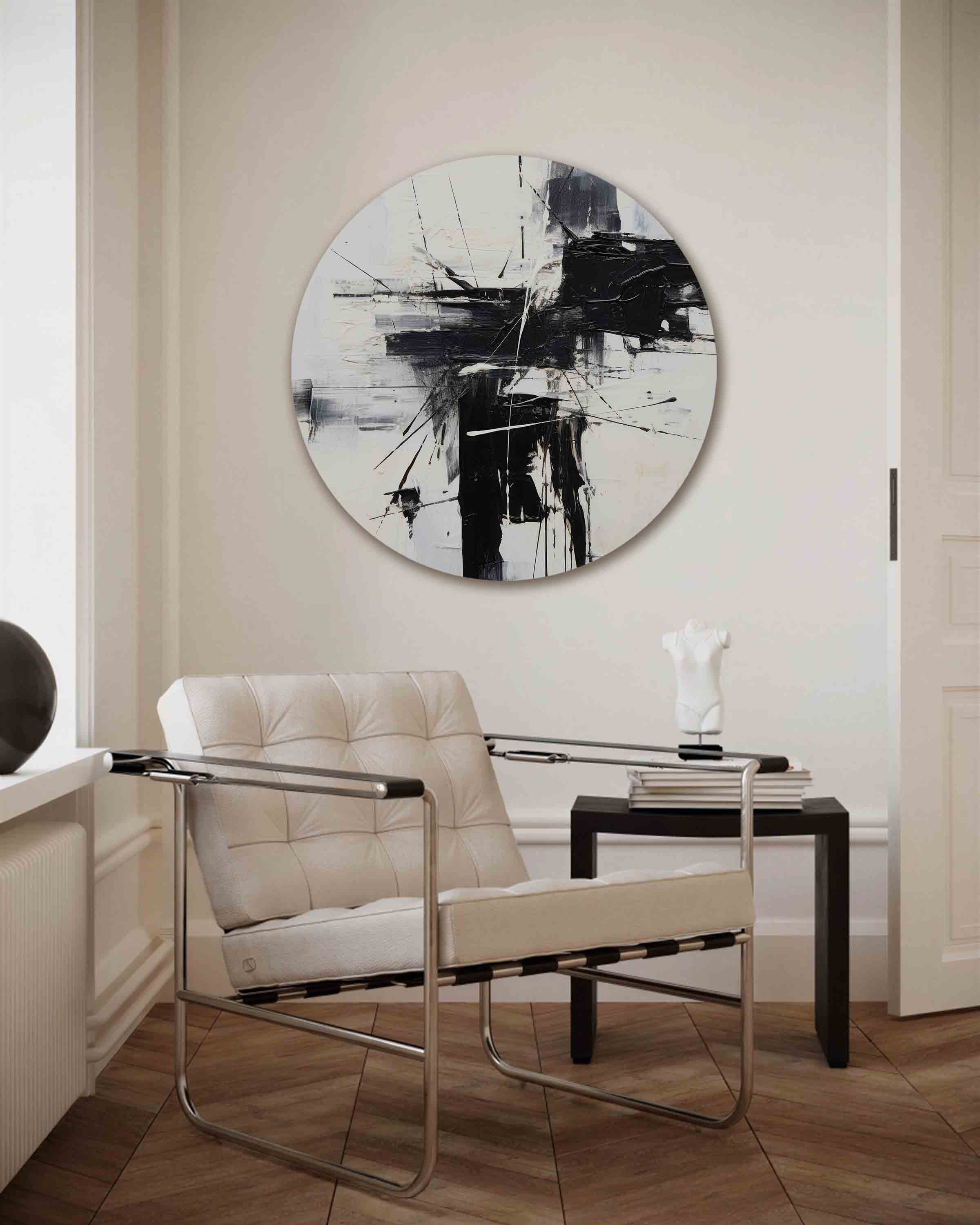Abstracte zwart wit Muurcirkel