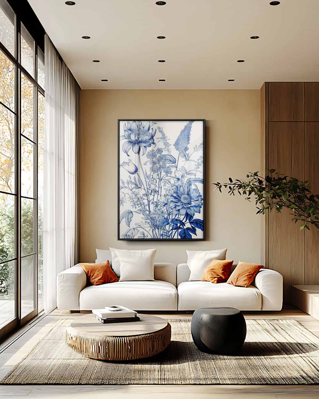 Blauwe Bloemenpracht Kunstwerk-canvas-dibond-plexiglas-wanddecoratie-WallArtistic