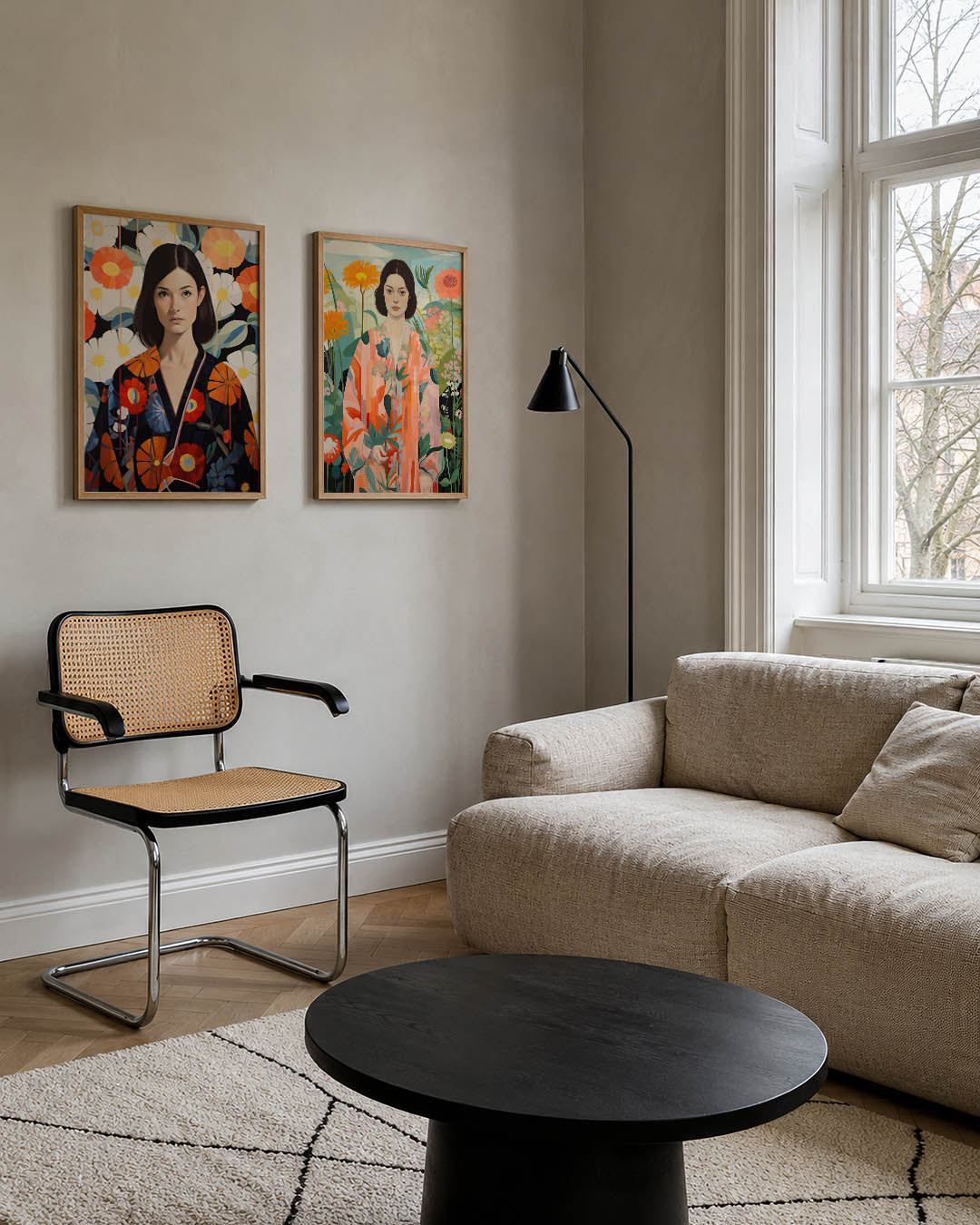 Bloemen en portret Posterset