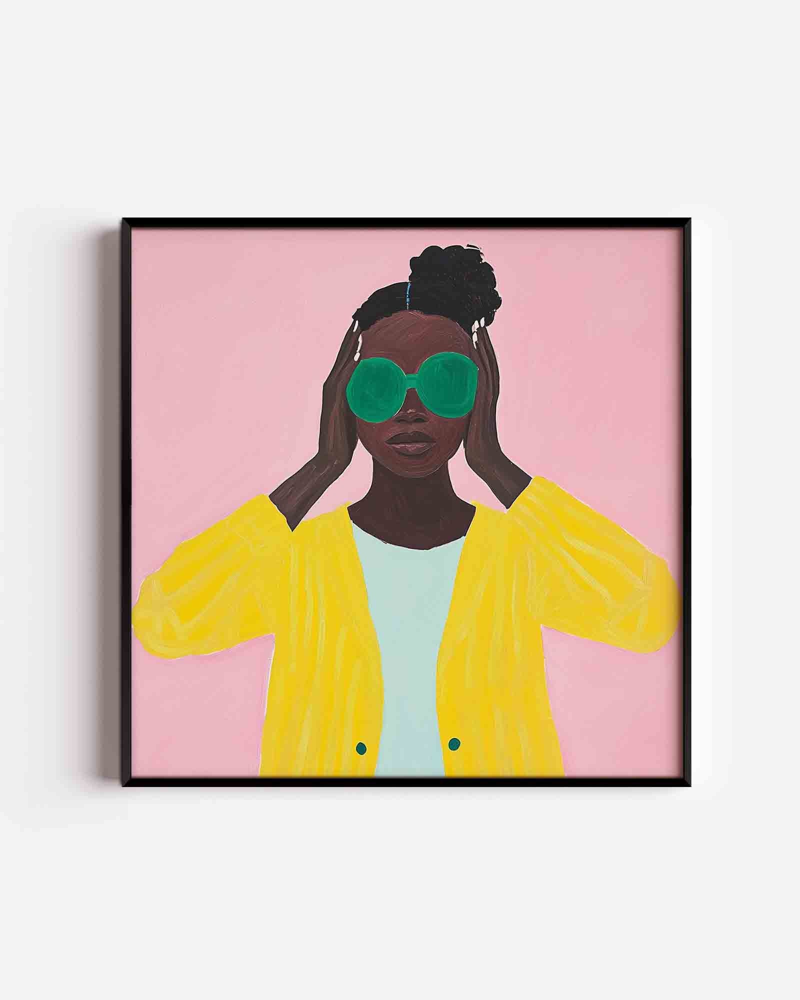 Vrouw met groene bril Poster