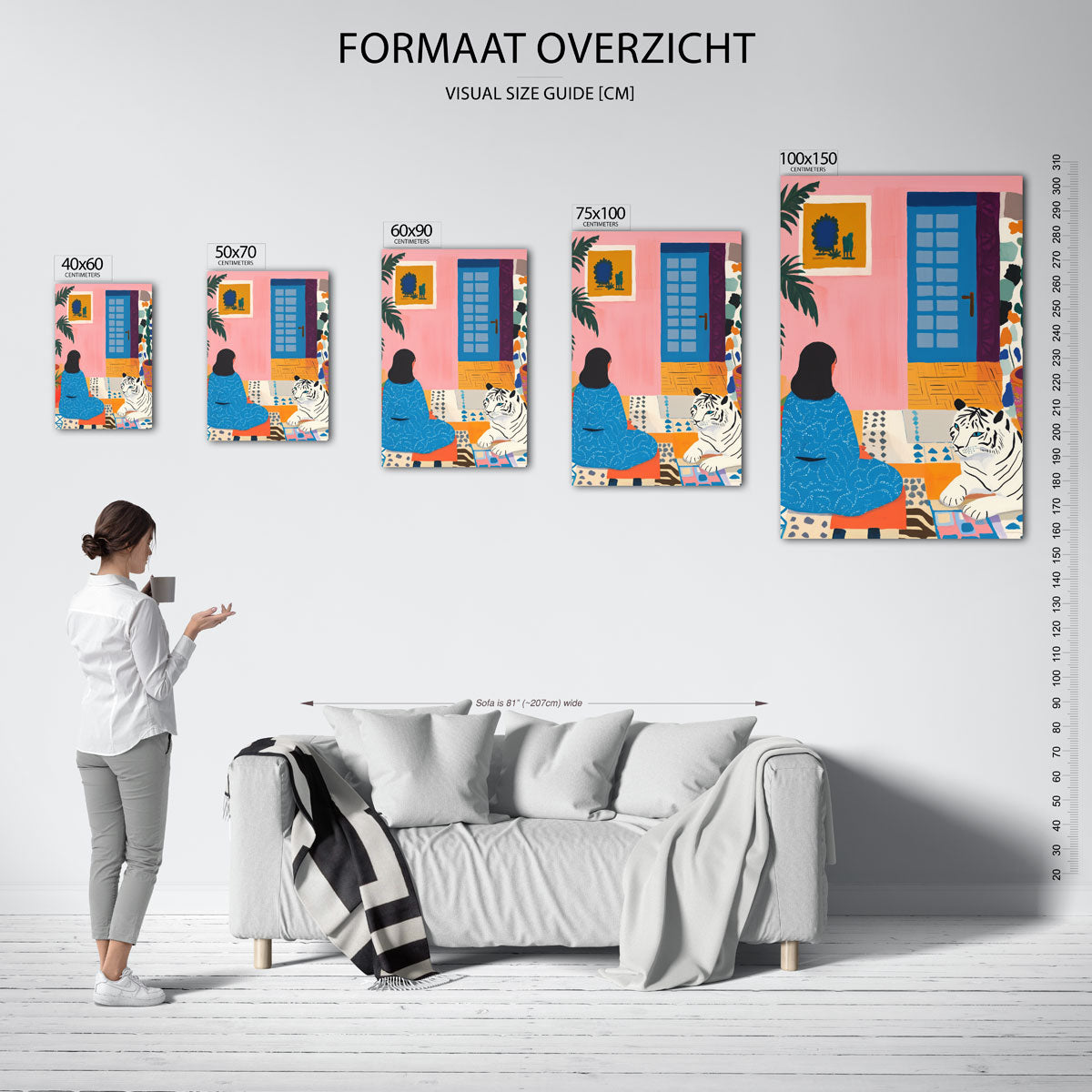 Interieur met tijger Kunstwerk
