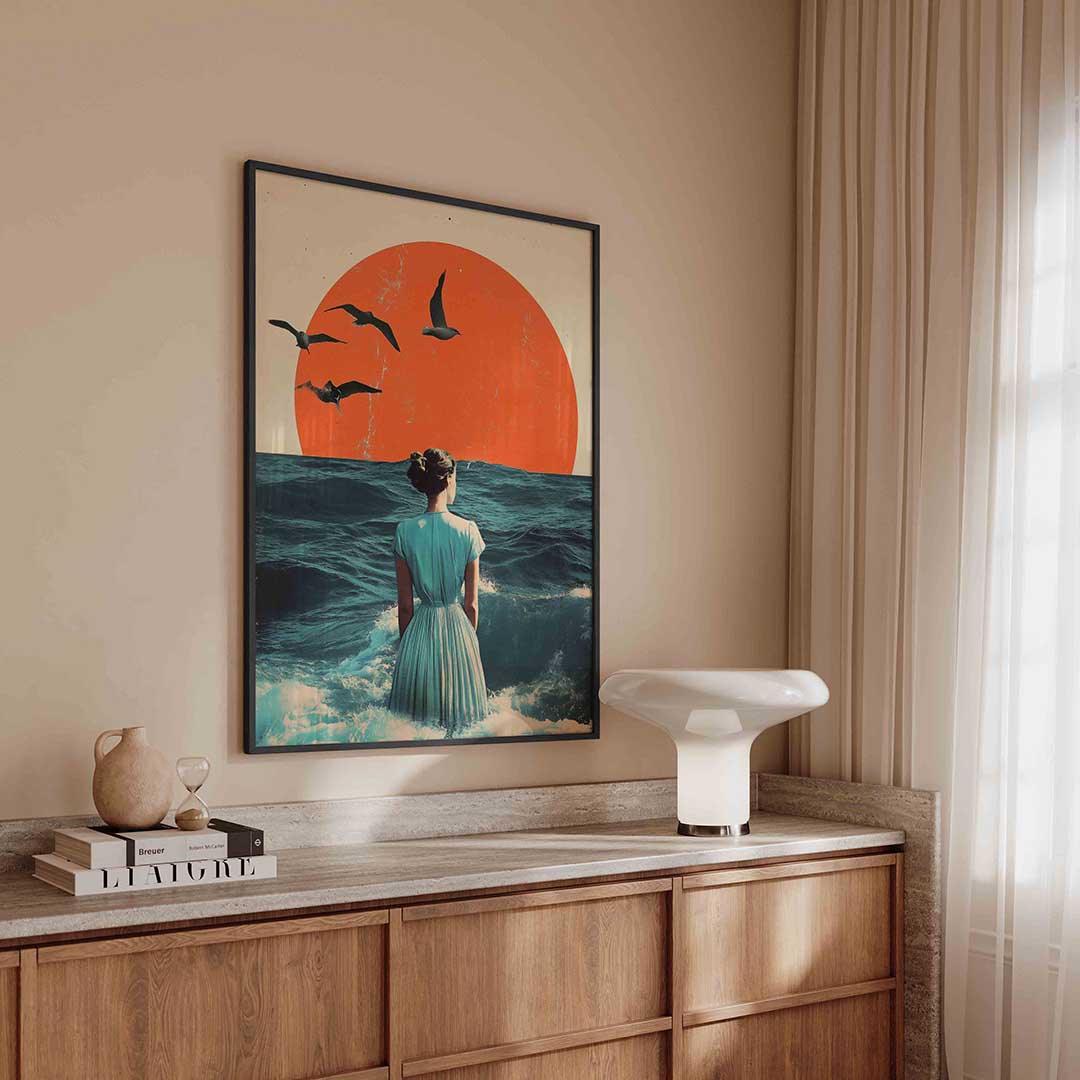 Vrouw bij zee Poster