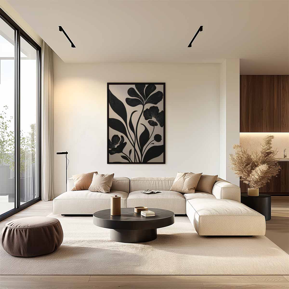 Bloemenpracht in Zwart-Wit Kunstwerk-canvas-dibond-plexiglas-wanddecoratie-WallArtistic
