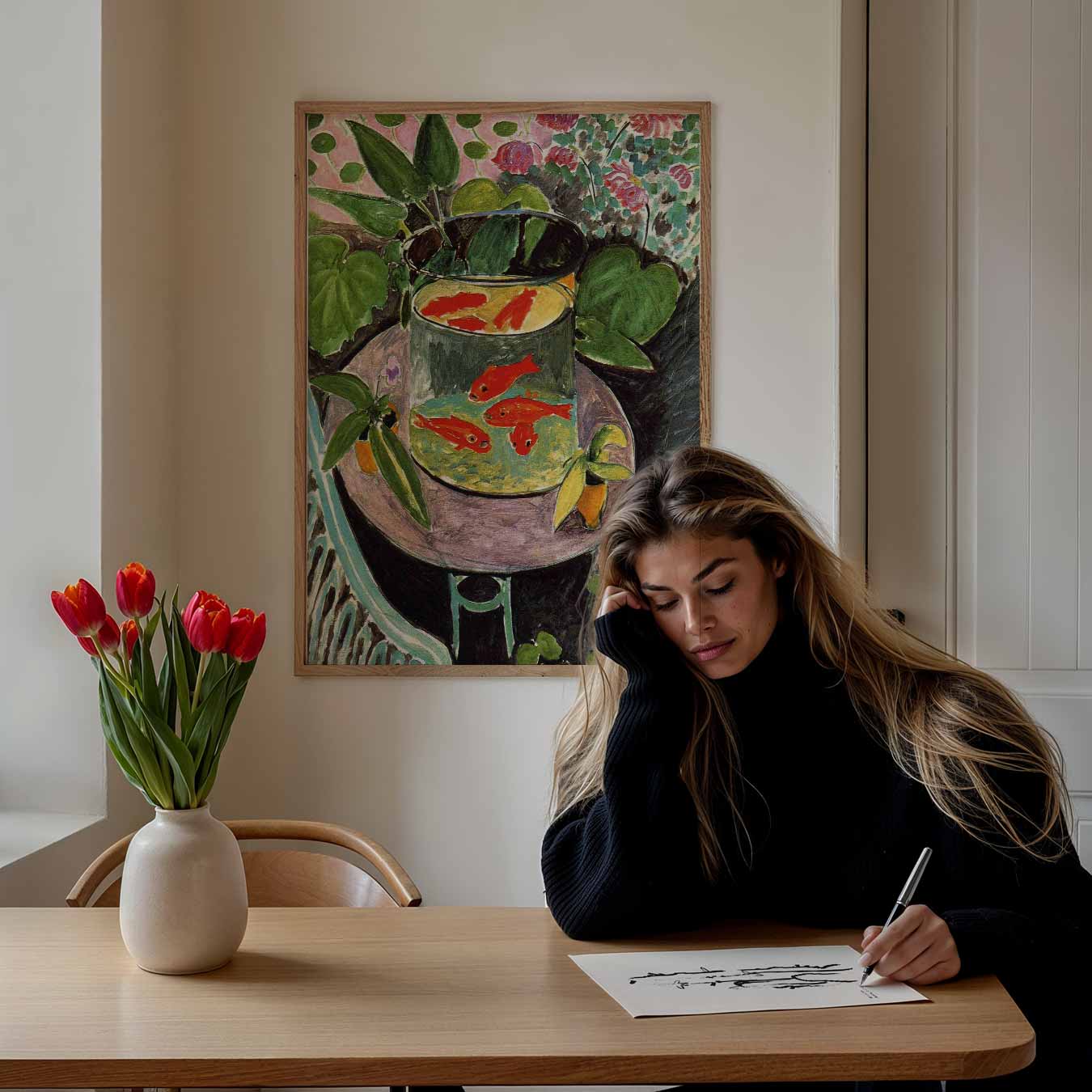 Vrolijke Goudvissen in de Tuin Poster-WallArtistic