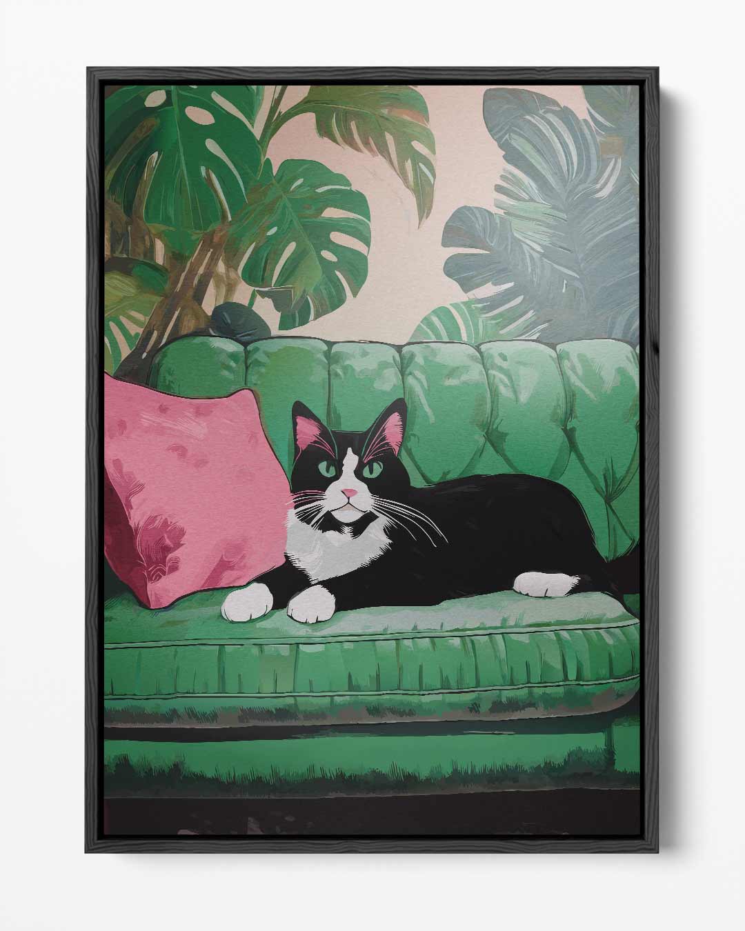 Kat Op Groene Bank Kunstwerk