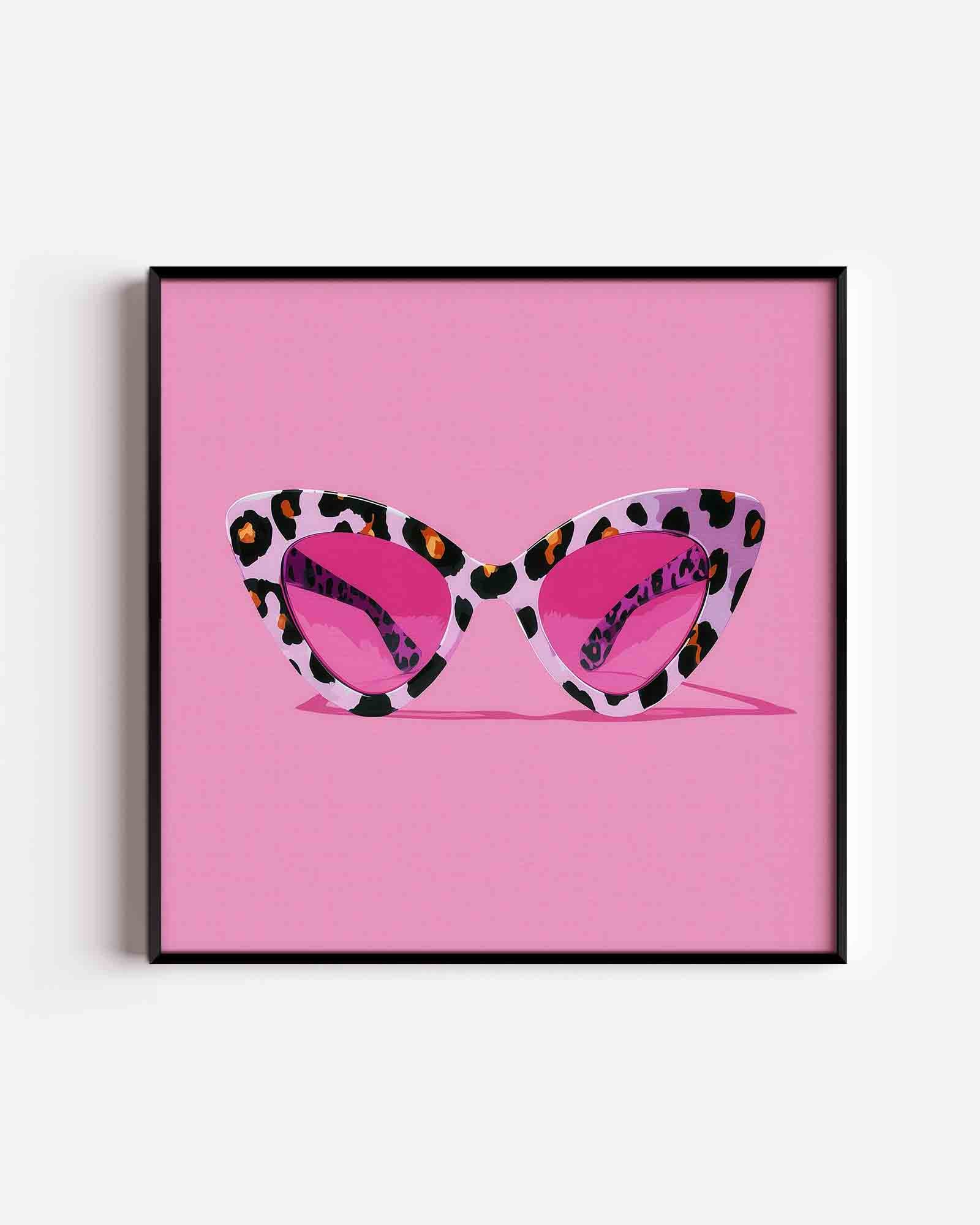 Zonnebril met luipaardprint Poster