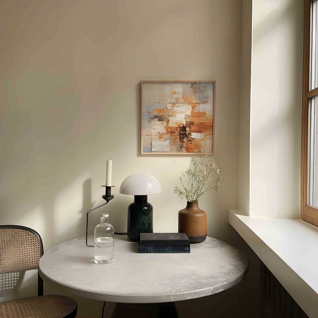 Abstracte beige en oranje Poster