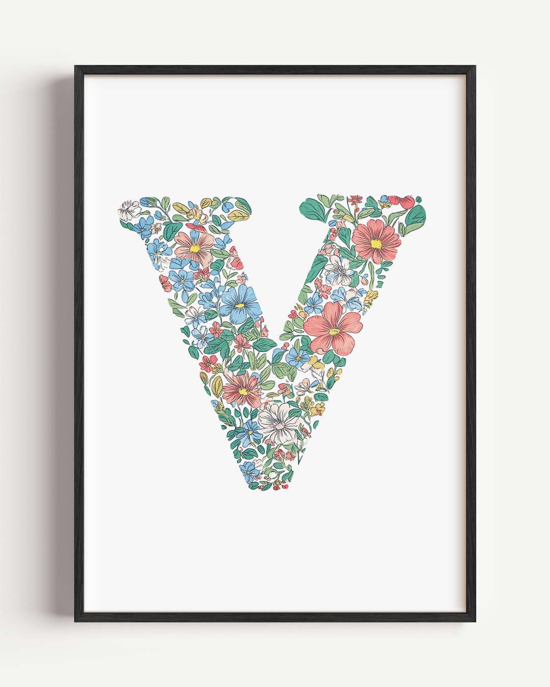 Bloemrijke Letter V Poster-WallArtistic