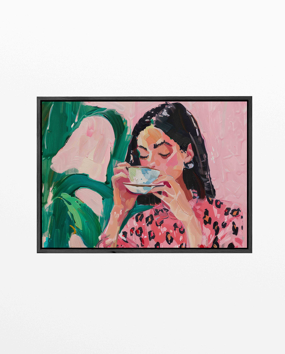Vrouw met koffiekop Kunstwerk