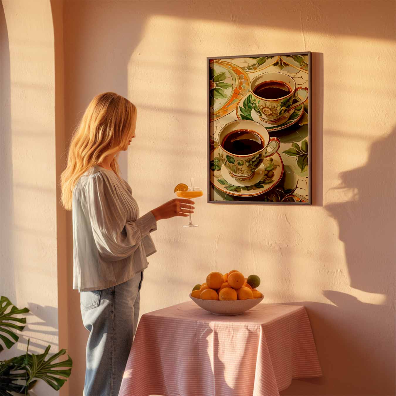 Stijlvolle Koffiepauze Poster-WallArtistic