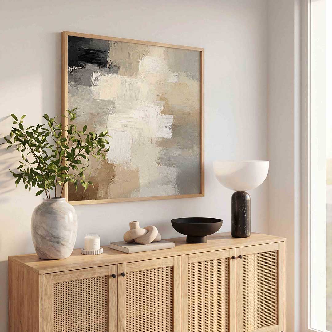 Abstracte beige en grijze Poster