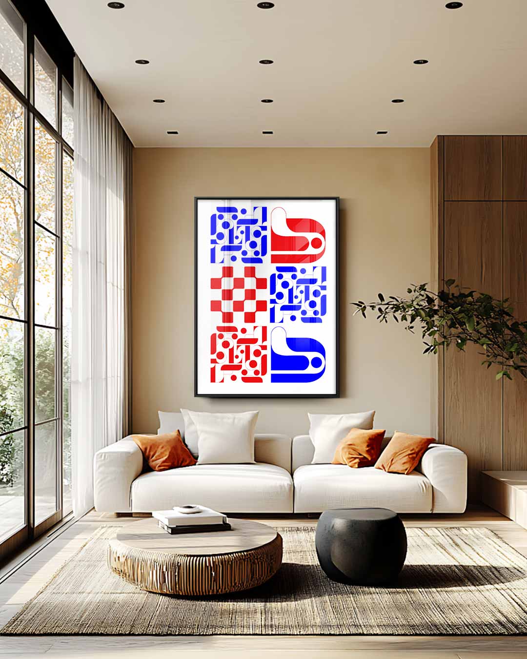 Kleurrijke Geometrische Abstractie Kunstwerk-canvas-dibond-plexiglas-wanddecoratie-WallArtistic