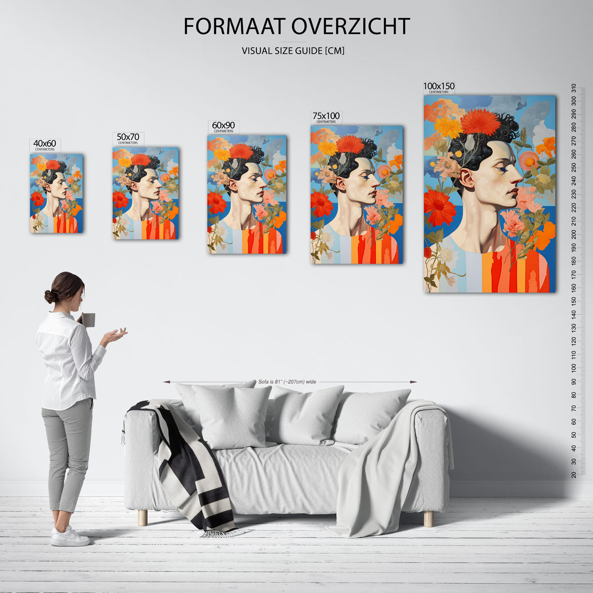 Kleurrijke bloemenportret Kunstwerk