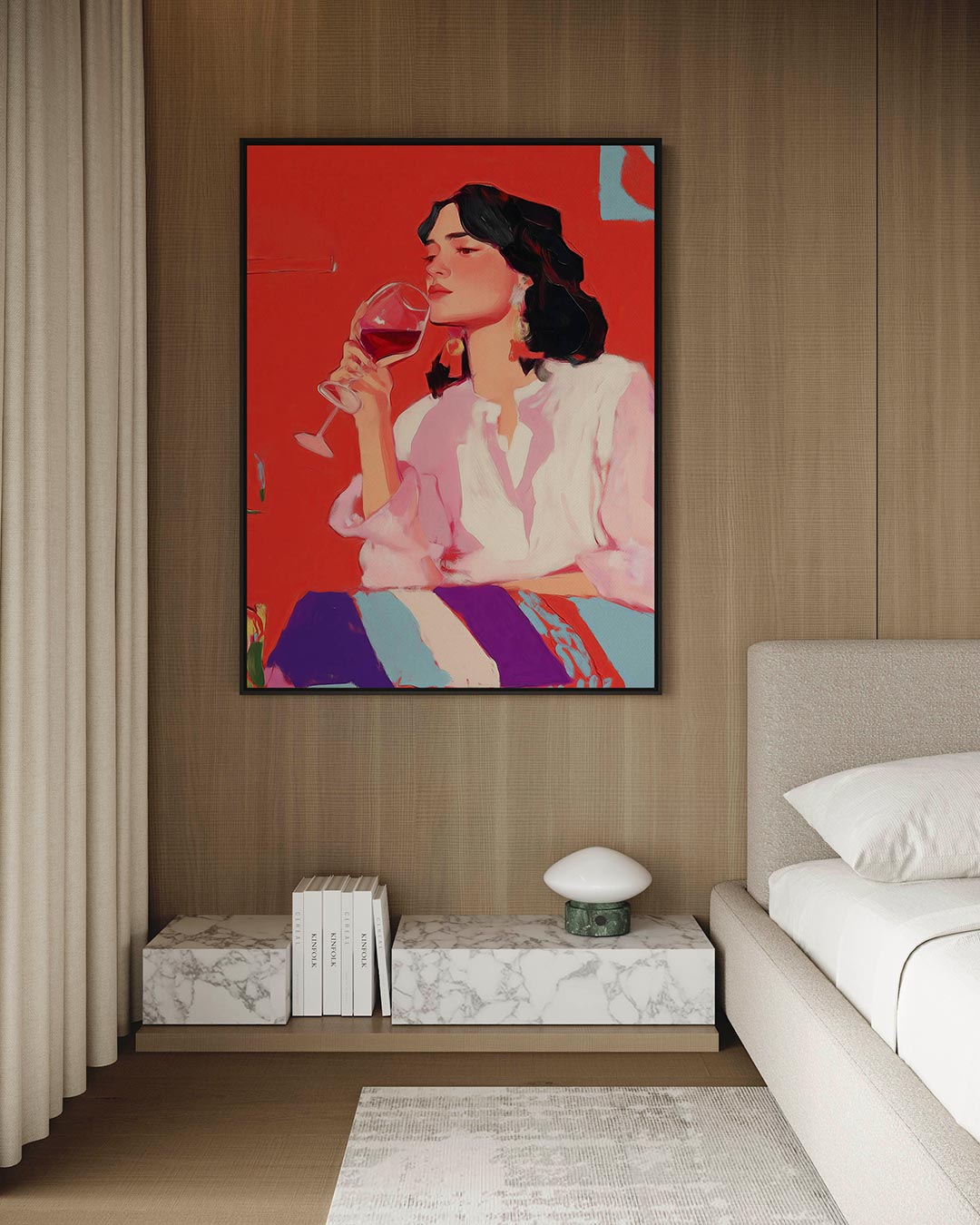 Vrouw met wijnglas Kunstwerk