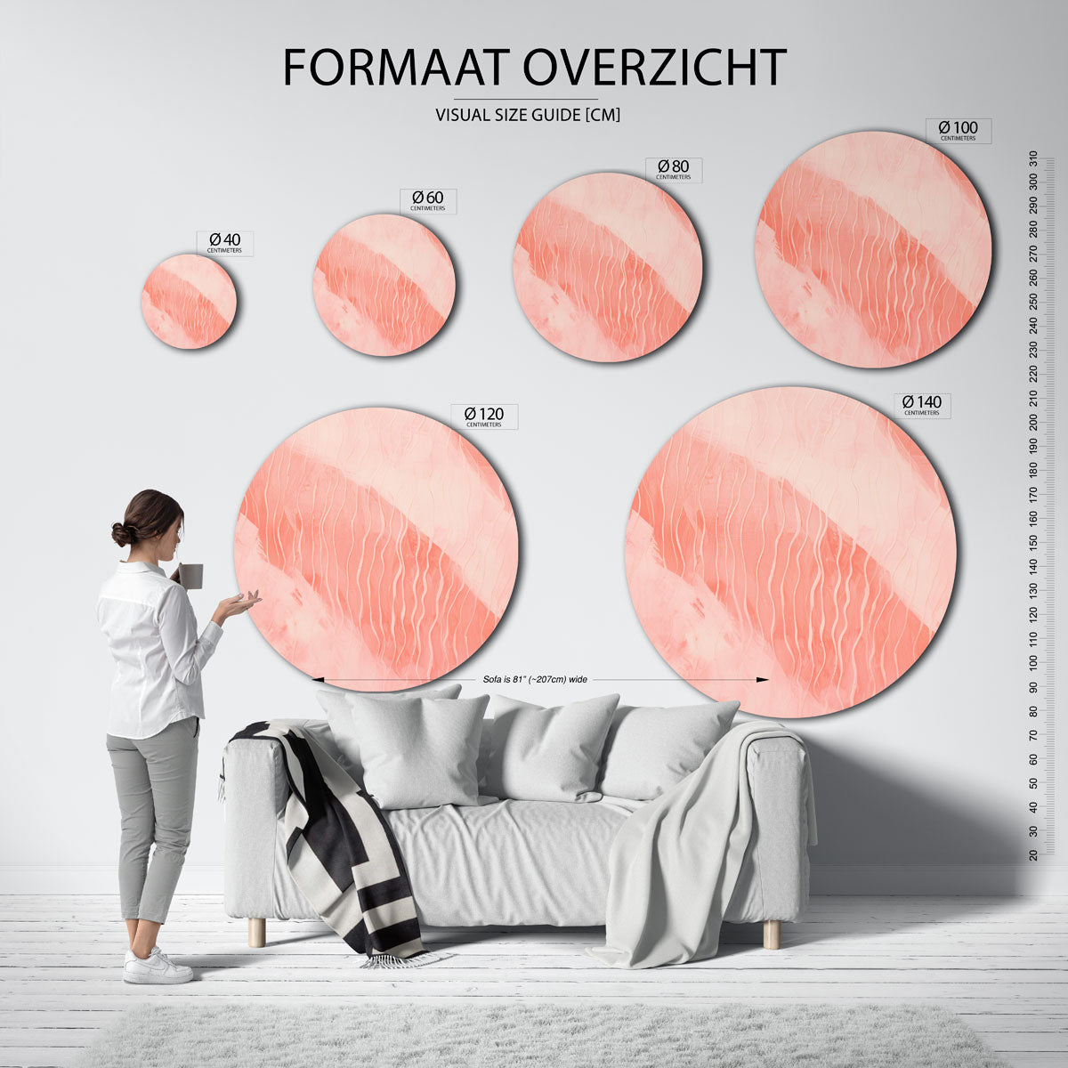 Golvende lijnen Muurcirkel