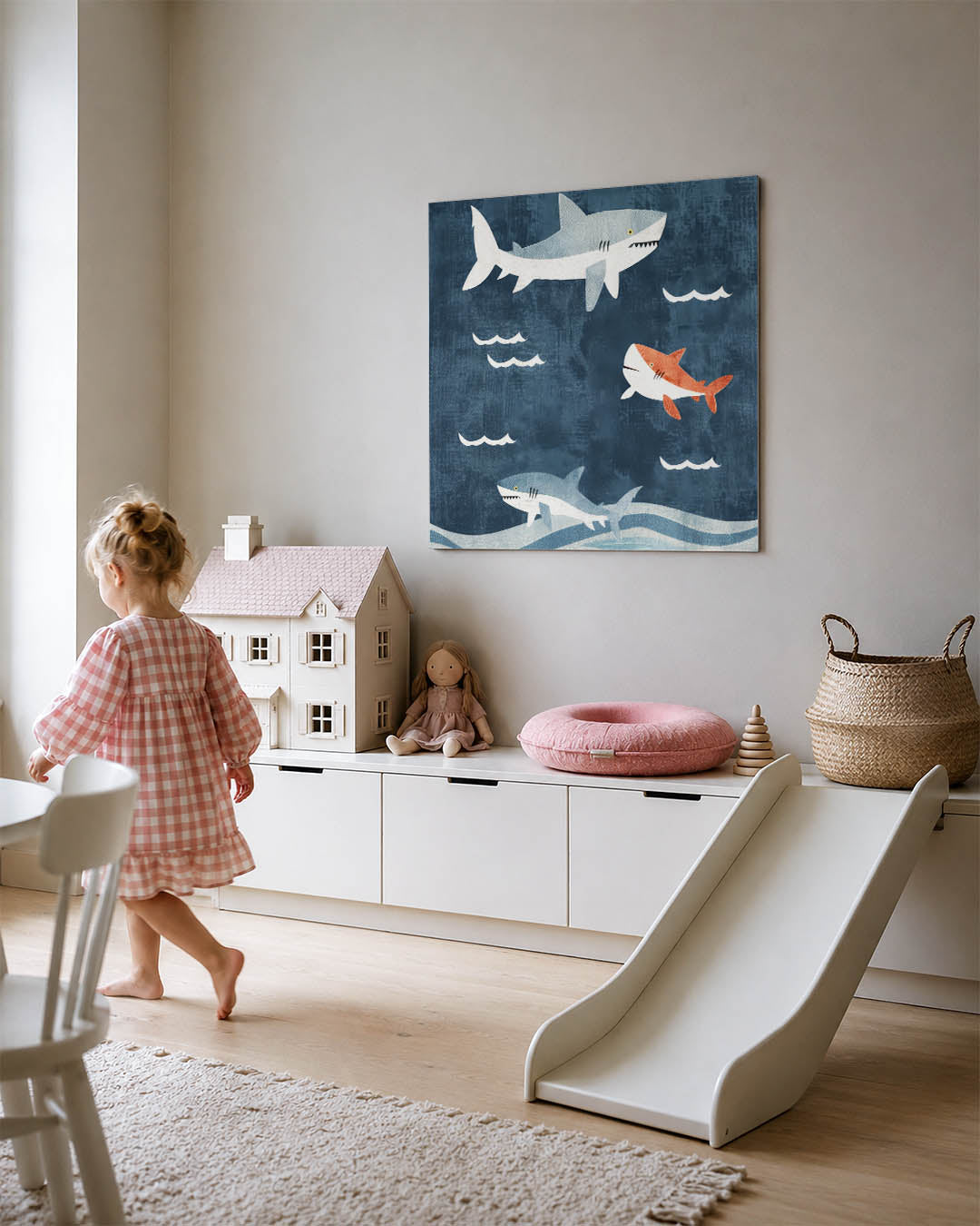 Speelse haaien illustratie Kunstwerk