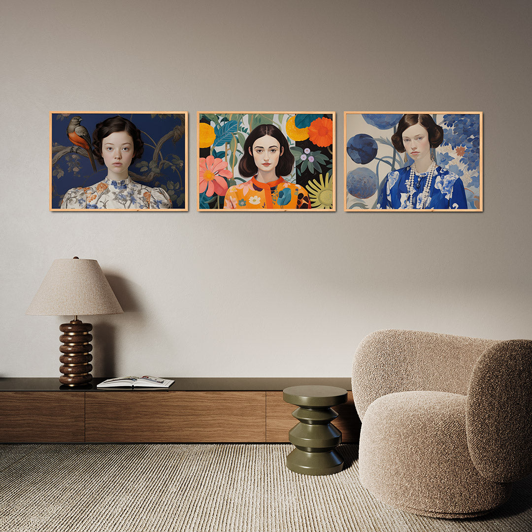Vogel en bloemen Posterset