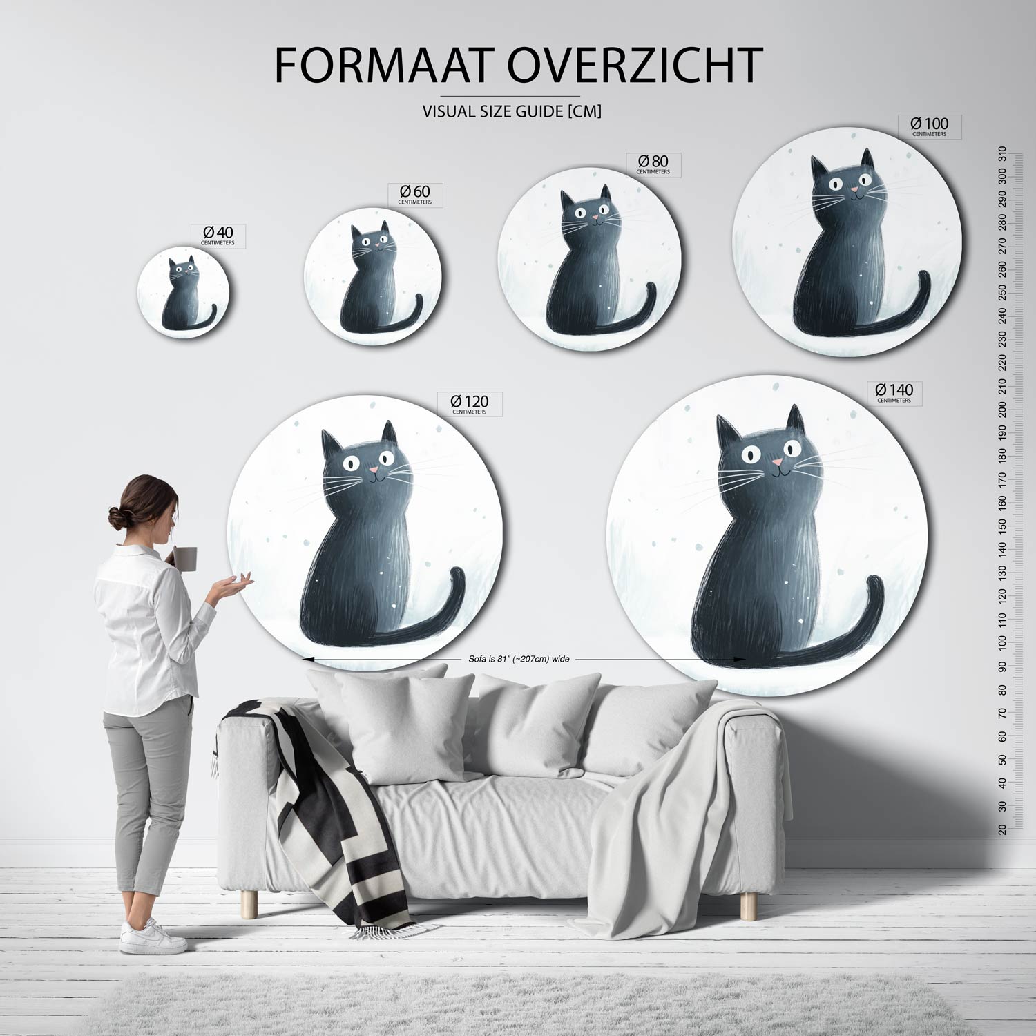 Zwarte kat Muurcirkel