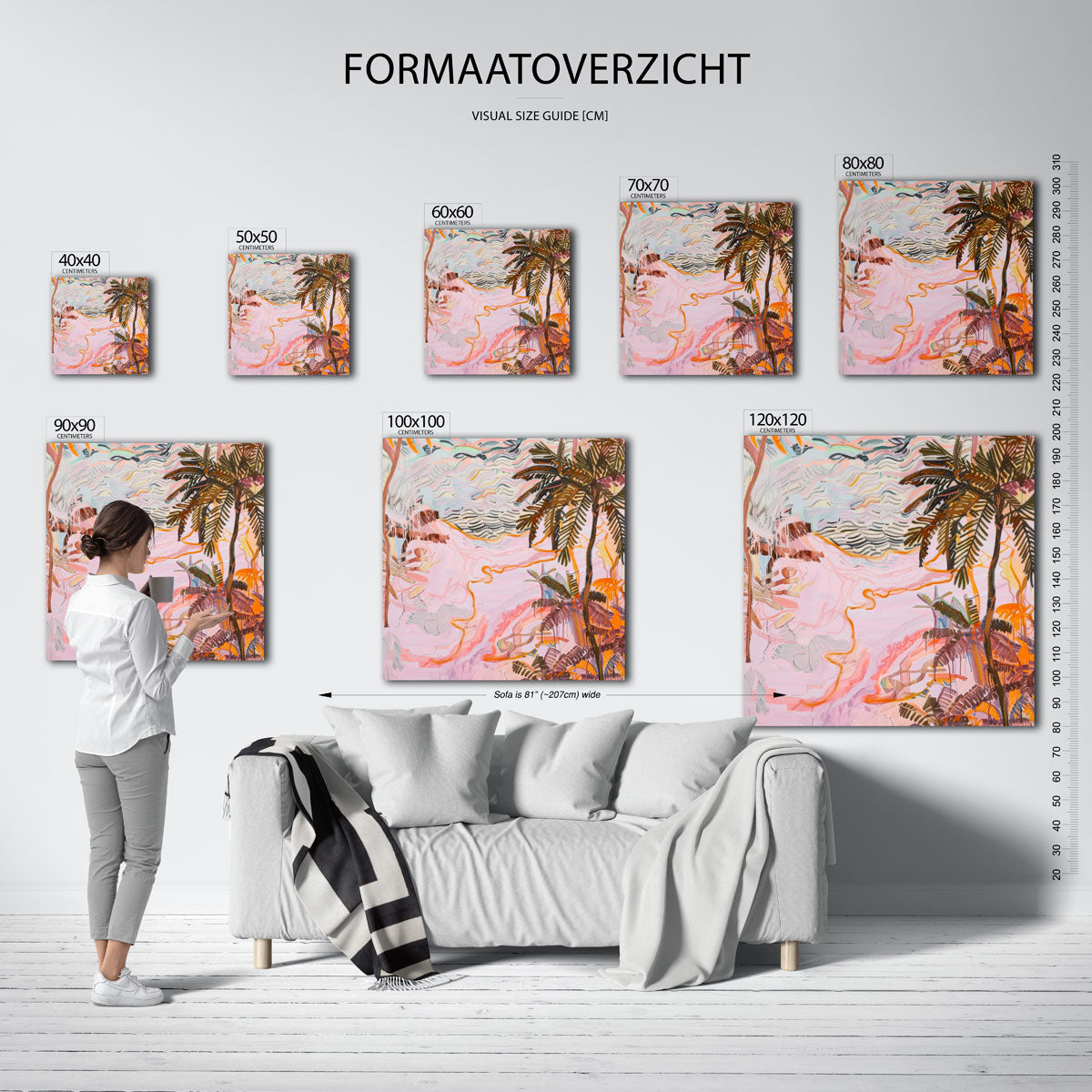 Palmbomen en golvende lijnen Poster