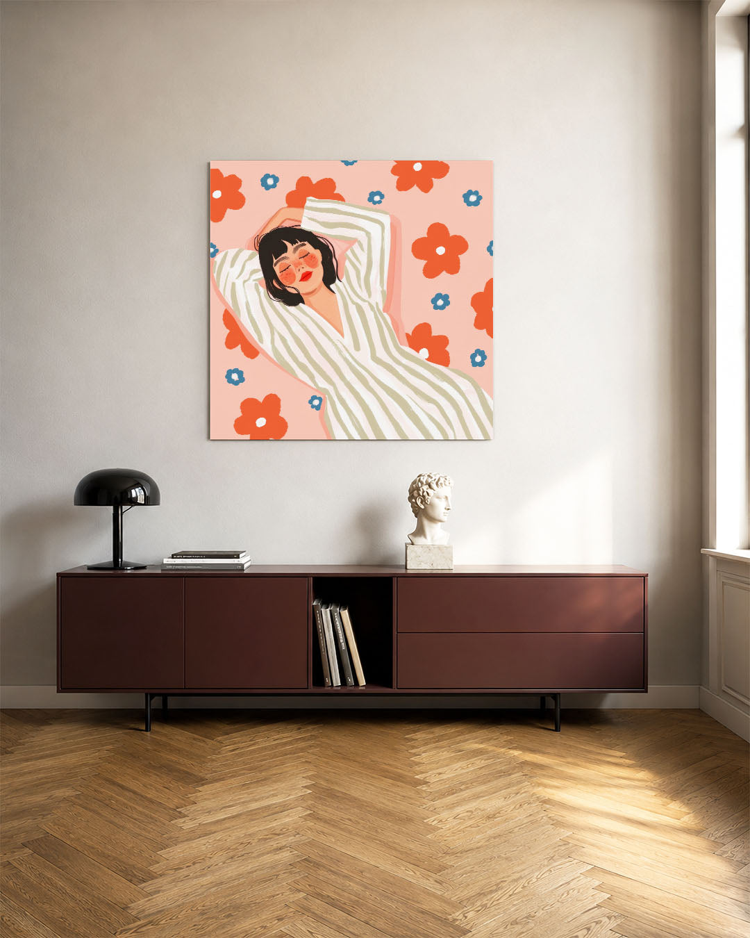 Vrouw met bloemen Kunstwerk