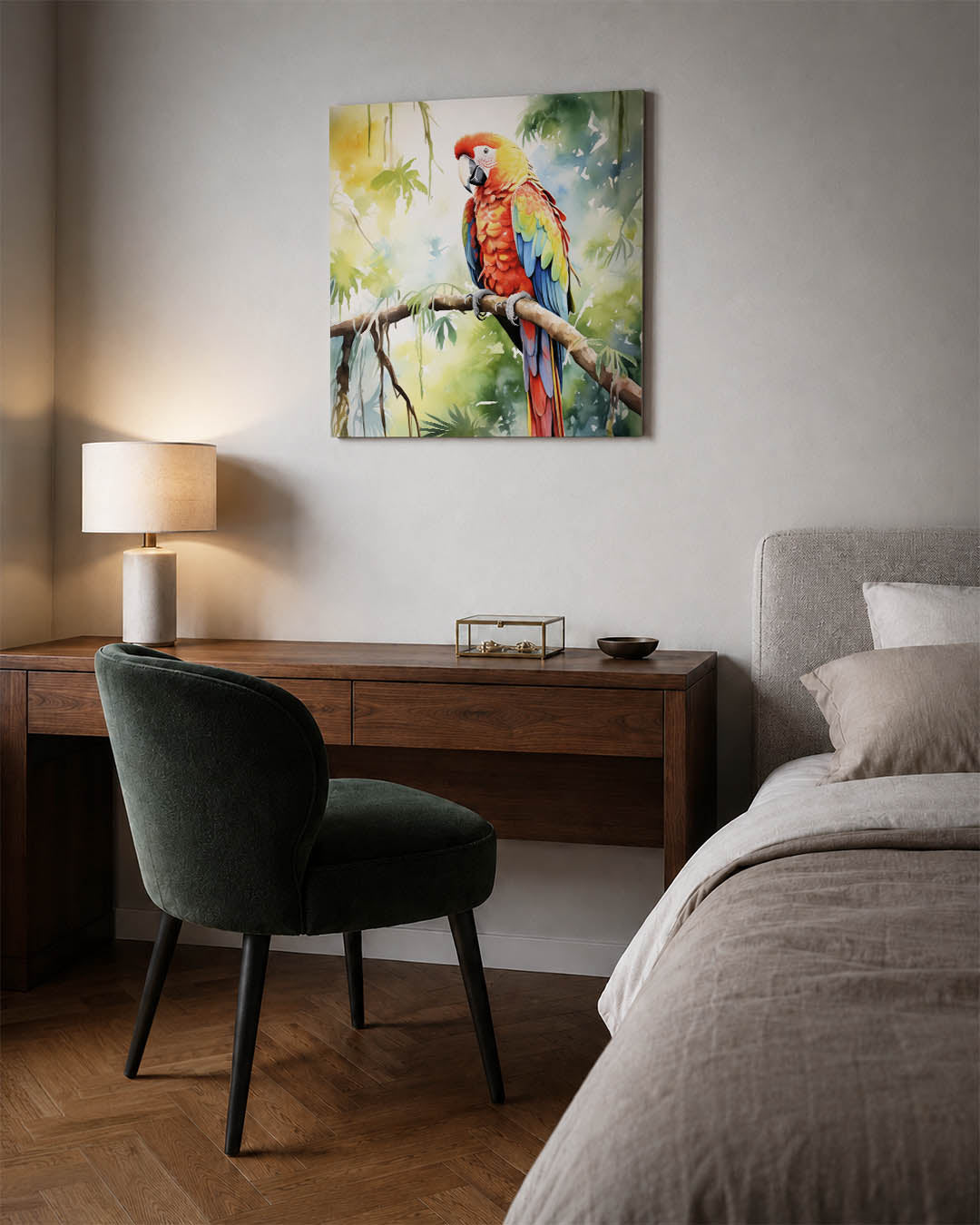 Vrolijke papegaai Kunstwerk