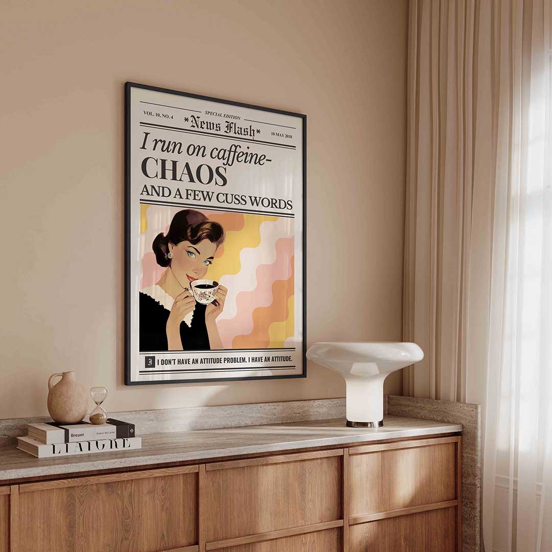 Vrouw met koffiekop Poster